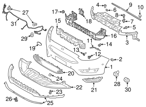 Схема переднего бампера форд фокус 3